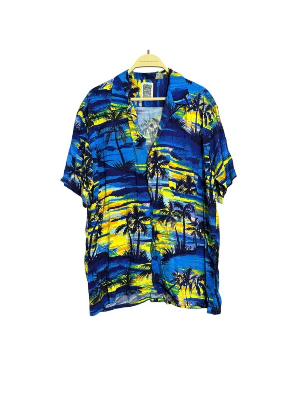 Vintage Ocean Current Hawaiian Shirt Men Size L Hawaii Palm Tree Tropical Beach